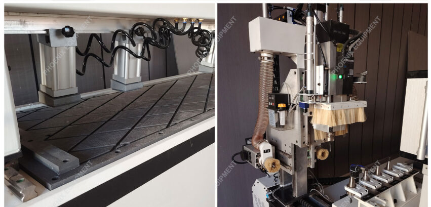 Three Axes Association CNC Door Lock Machine For Drilling And Slotting Of Wooden Doors Windows