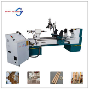CNC Single axis double knife woodworking lathe Wooden staircase handrail engraving machine